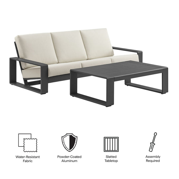 Modway Furniture Lirienne 2-Piece Outdoor Aluminum Patio Furniture Set for Modern Comfort and Stylish Lounging Cream Gray EEI-7307-CRE-GRY