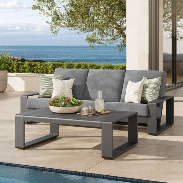 Modway Furniture Lirienne 2-Piece Outdoor Aluminum Patio Furniture Set for Modern Comfort and Stylish Lounging Light Gray EEI-7307-LGR-GRY