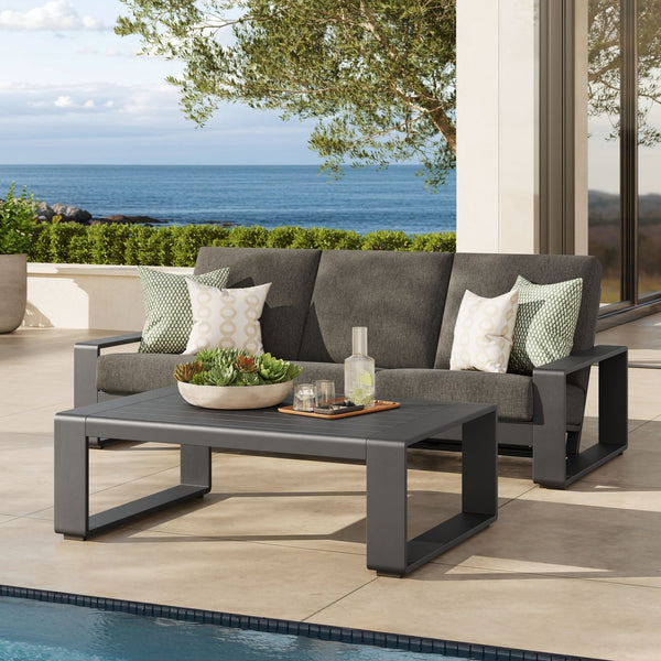 Modway Furniture Lirienne 2-Piece Outdoor Aluminum Patio Furniture Set for Modern Comfort and Stylish Lounging Smoke EEI-7307-SMO-GRY