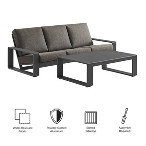 Modway Furniture Lirienne 2-Piece Outdoor Aluminum Patio Furniture Set for Modern Comfort and Stylish Lounging Smoke EEI-7307-SMO-GRY