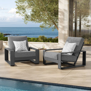 Modway Furniture Lirienne Outdoor Patio Armchair Set of 2 - Stylish Aluminum Faux Wood Design for Cozy Lounging Light Gray EEI-7308-LGR-GRY
