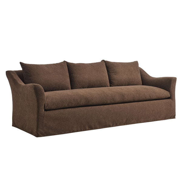 Modway Furniture Somerset Slipcovered Three Seat Sofa with Bench Cushion and Curved Arms for Living Room Cocoa EEI-7310-COA