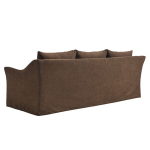 Modway Furniture Somerset Slipcovered Three Seat Sofa with Bench Cushion and Curved Arms for Living Room Cocoa EEI-7310-COA