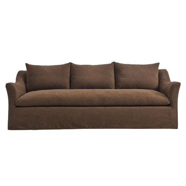 Modway Furniture Somerset Slipcovered Three Seat Sofa with Bench Cushion and Curved Arms for Living Room Cocoa EEI-7310-COA