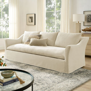 Modway Furniture Somerset Slipcovered Three Seat Sofa with Bench Cushion and Curved Arms for Living Room Linen EEI-7310-LIN