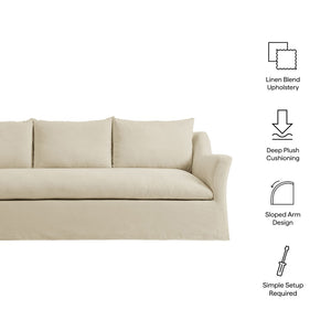 Modway Furniture Somerset Slipcovered Three Seat Sofa with Bench Cushion and Curved Arms for Living Room Linen EEI-7310-LIN