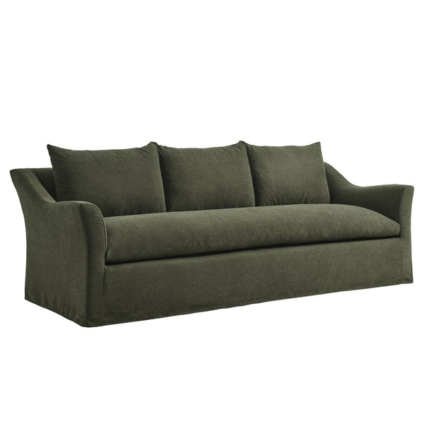 Modway Furniture Somerset Slipcovered Three Seat Sofa with Bench Cushion and Curved Arms for Living Room Sage EEI-7310-SGE