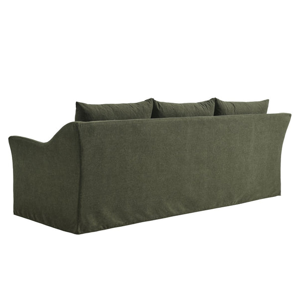 Modway Furniture Somerset Slipcovered Three Seat Sofa with Bench Cushion and Curved Arms for Living Room Sage EEI-7310-SGE