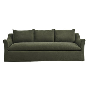 Modway Furniture Somerset Slipcovered Three Seat Sofa with Bench Cushion and Curved Arms for Living Room Sage EEI-7310-SGE