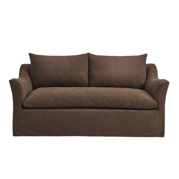 Modway Furniture Somerset Slipcovered Two Seat Sofa with Curved Arms and Natural Woven Fabric Cocoa EEI-7311-COA