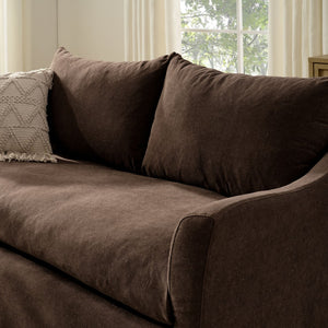 Modway Furniture Somerset Slipcovered Two Seat Sofa with Curved Arms and Natural Woven Fabric Cocoa EEI-7311-COA