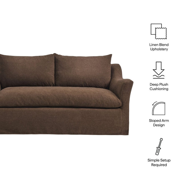 Modway Furniture Somerset Slipcovered Two Seat Sofa with Curved Arms and Natural Woven Fabric Cocoa EEI-7311-COA