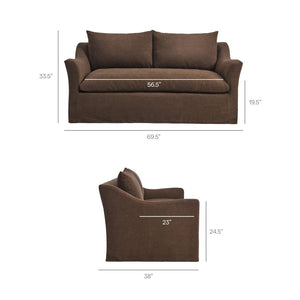 Modway Furniture Somerset Slipcovered Two Seat Sofa with Curved Arms and Natural Woven Fabric Cocoa EEI-7311-COA