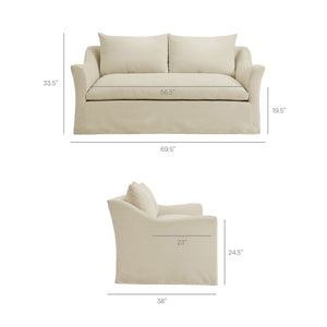 Modway Furniture Somerset Slipcovered Two Seat Sofa with Curved Arms and Natural Woven Fabric Linen EEI-7311-LIN