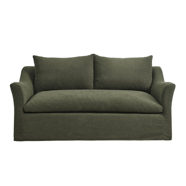 Modway Furniture Somerset Slipcovered Two Seat Sofa with Curved Arms and Natural Woven Fabric Sage EEI-7311-SGE