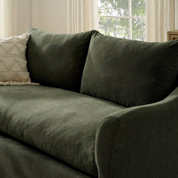Modway Furniture Somerset Slipcovered Two Seat Sofa with Curved Arms and Natural Woven Fabric Sage EEI-7311-SGE