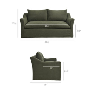 Modway Furniture Somerset Slipcovered Two Seat Sofa with Curved Arms and Natural Woven Fabric Sage EEI-7311-SGE