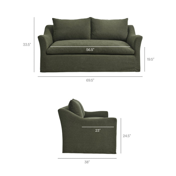 Modway Furniture Somerset Slipcovered Two Seat Sofa with Curved Arms and Natural Woven Fabric Sage EEI-7311-SGE