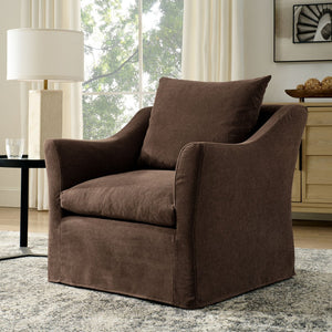 Modway Furniture Somerset Woven Fabric Slipcovered Accent Chair for Modern Farmhouse Living Rooms Cocoa EEI-7312-COA