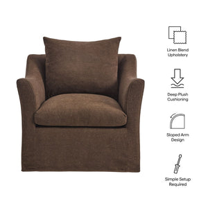 Modway Furniture Somerset Woven Fabric Slipcovered Accent Chair for Modern Farmhouse Living Rooms Cocoa EEI-7312-COA