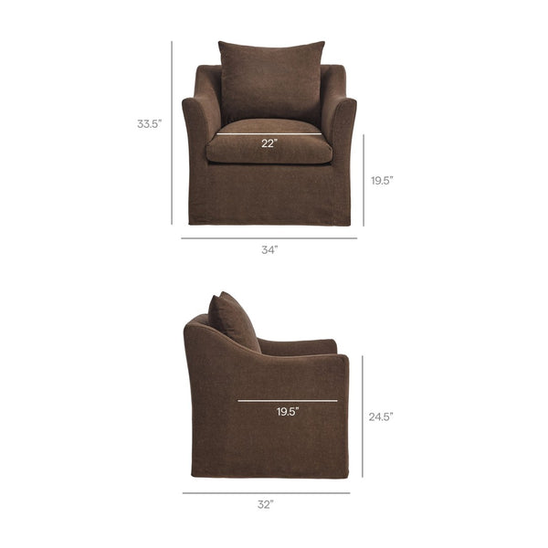 Modway Furniture Somerset Woven Fabric Slipcovered Accent Chair for Modern Farmhouse Living Rooms Cocoa EEI-7312-COA