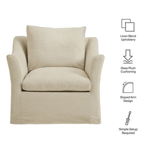 Modway Furniture Somerset Woven Fabric Slipcovered Accent Chair for Modern Farmhouse Living Rooms Linen EEI-7312-LIN