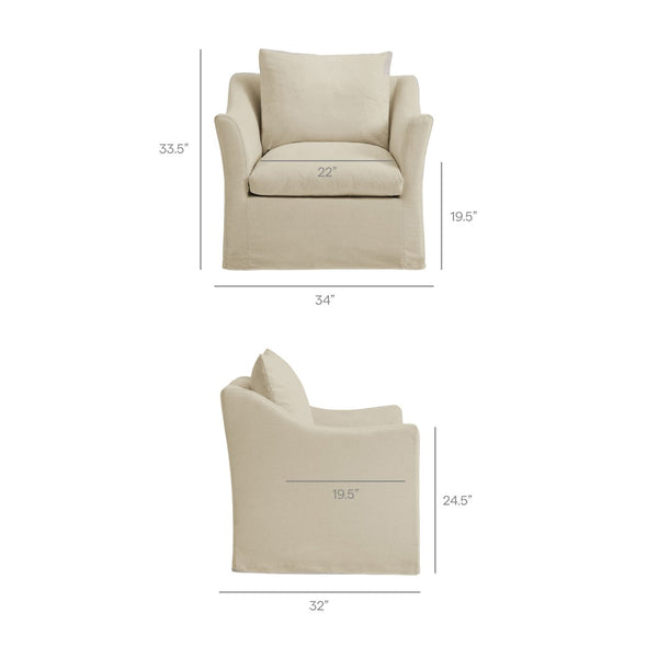 Modway Furniture Somerset Woven Fabric Slipcovered Accent Chair for Modern Farmhouse Living Rooms Linen EEI-7312-LIN