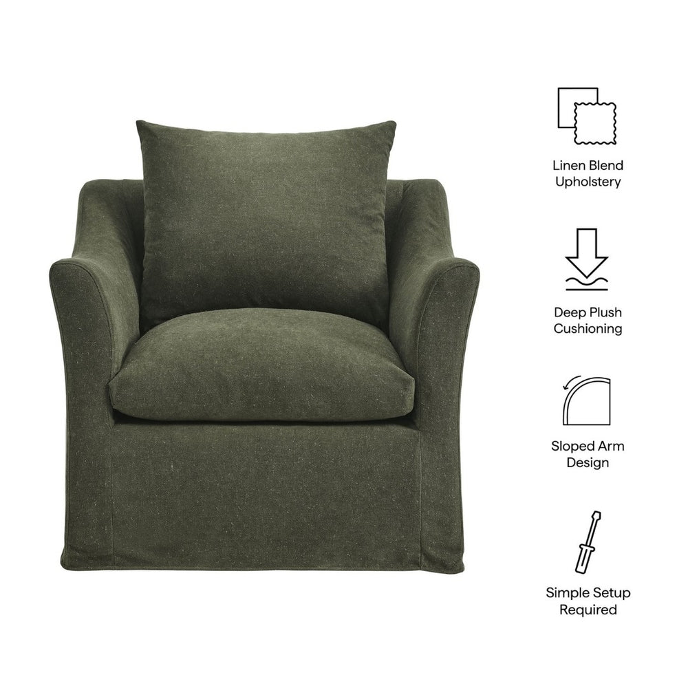 Modway Furniture Somerset Woven Fabric Slipcovered Accent Chair for Modern Farmhouse Living Rooms Sage EEI-7312-SGE