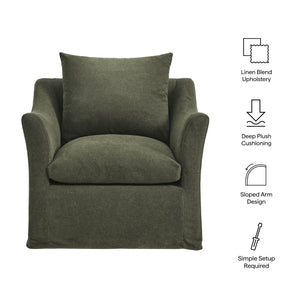 Modway Furniture Somerset Woven Fabric Slipcovered Accent Chair for Modern Farmhouse Living Rooms Sage EEI-7312-SGE