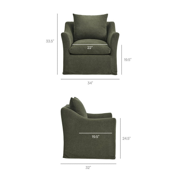 Modway Furniture Somerset Woven Fabric Slipcovered Accent Chair for Modern Farmhouse Living Rooms Sage EEI-7312-SGE