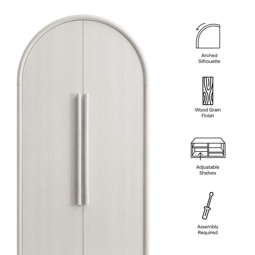 Modway Furniture Bellamy Tall Arched Storage Cabinet - Elegant Wood Grain Design With Adjustable Shelves For Style Gray  Eei-7313-ash