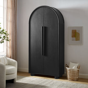 Modway Furniture Bellamy Tall Arched Storage Cabinet - Elegant Contemporary Design for Stylish Organization Solutions Black EEI-7313-BLK