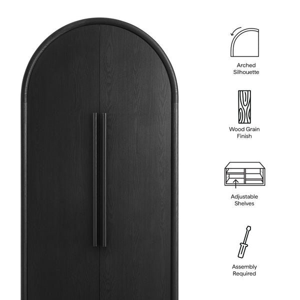 Modway Furniture Bellamy Tall Arched Storage Cabinet - Elegant Contemporary Design for Stylish Organization Solutions Black EEI-7313-BLK