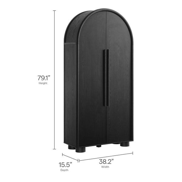 Modway Furniture Bellamy Tall Arched Storage Cabinet - Elegant Contemporary Design for Stylish Organization Solutions Black EEI-7313-BLK