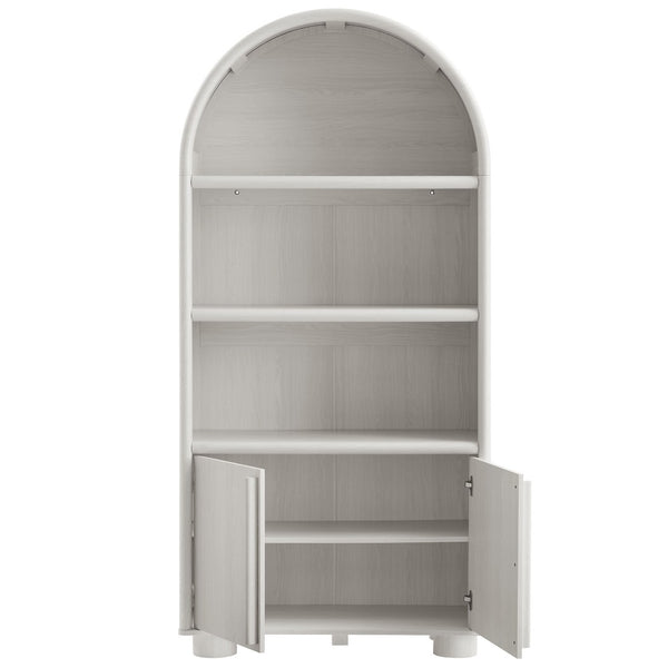 Modway Furniture Bellamy Tall Arched Display Cabinet Bookcase - Contemporary Elegance with Open Shelves & Storage! EEI-7314-ASH