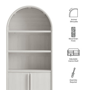 Modway Furniture Bellamy Tall Arched Display Cabinet Bookcase - Contemporary Elegance with Open Shelves & Storage! EEI-7314-ASH