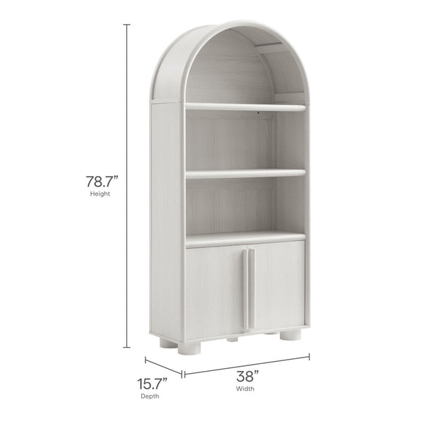 Modway Furniture Bellamy Tall Arched Display Cabinet Bookcase - Contemporary Elegance with Open Shelves & Storage! EEI-7314-ASH