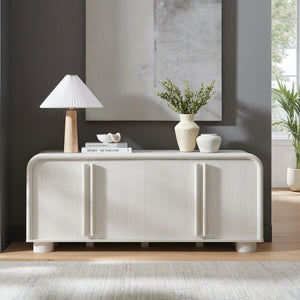 Modway Furniture Bellamy Curved 4-Door Sideboard Cabinet - Modern Ash Finish with Soft-Close Doors & Adjustable Shelf EEI-7315-ASH