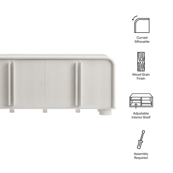 Modway Furniture Bellamy Curved 4-Door Sideboard Cabinet - Modern Ash Finish with Soft-Close Doors & Adjustable Shelf EEI-7315-ASH
