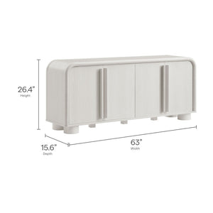 Modway Furniture Bellamy Curved 4-Door Sideboard Cabinet - Modern Ash Finish with Soft-Close Doors & Adjustable Shelf EEI-7315-ASH