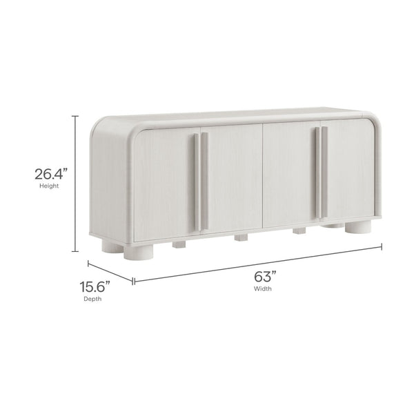 Modway Furniture Bellamy Curved 4-Door Sideboard Cabinet - Modern Ash Finish with Soft-Close Doors & Adjustable Shelf EEI-7315-ASH