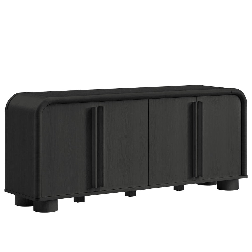 Modway Furniture Bellamy Curved Four Door Sideboard with Wood Grain Finish for Modern Dining Rooms EEI-7315-BLK