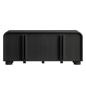 Modway Furniture Bellamy Curved Four Door Sideboard with Wood Grain Finish for Modern Dining Rooms EEI-7315-BLK