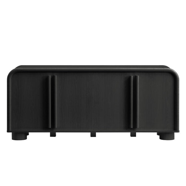 Modway Furniture Bellamy Curved Four Door Sideboard with Wood Grain Finish for Modern Dining Rooms EEI-7315-BLK