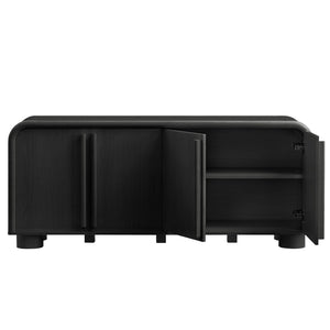 Modway Furniture Bellamy Curved Four Door Sideboard with Wood Grain Finish for Modern Dining Rooms EEI-7315-BLK
