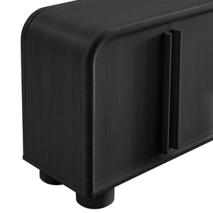 Modway Furniture Bellamy Curved Four Door Sideboard with Wood Grain Finish for Modern Dining Rooms EEI-7315-BLK