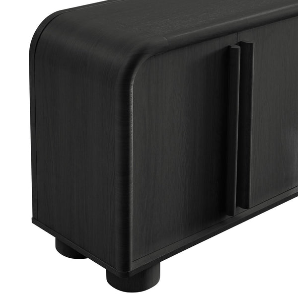 Modway Furniture Bellamy Curved Four Door Sideboard with Wood Grain Finish for Modern Dining Rooms EEI-7315-BLK