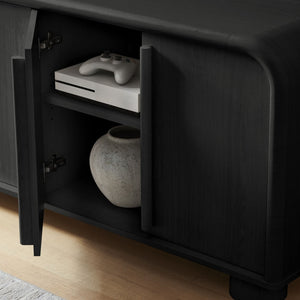 Modway Furniture Bellamy Curved Four Door Sideboard with Wood Grain Finish for Modern Dining Rooms EEI-7315-BLK