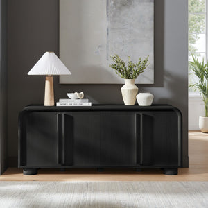 Modway Furniture Bellamy Curved Four Door Sideboard with Wood Grain Finish for Modern Dining Rooms EEI-7315-BLK