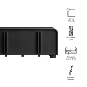Modway Furniture Bellamy Curved Four Door Sideboard with Wood Grain Finish for Modern Dining Rooms EEI-7315-BLK